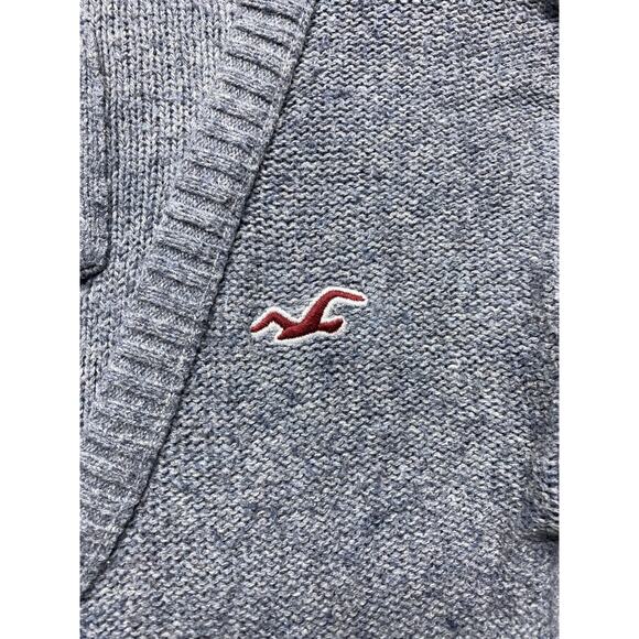 Hollister Sweater Womens Small Gray Rabbit Hair V Neck Long Sleeve Button Hem - Picture 7 of 12